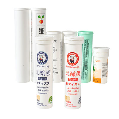 OEM Custom Long Vitamin C Empty Effervescent Tablet Bottles With Cover for Candies etc
