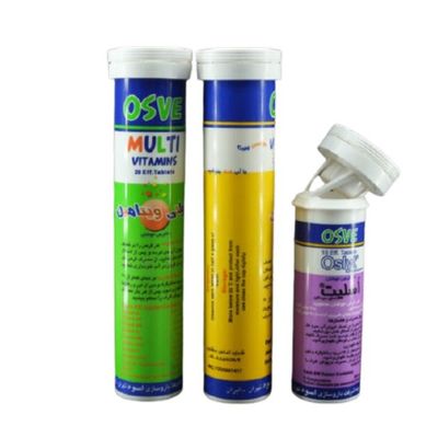 OEM Custom Long Vitamin C Empty Effervescent Tablet Bottles With Cover for Candies etc
